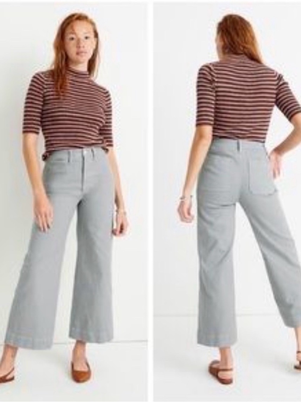 Madewell Grey Emmett Wide-Leg Crop Pants 27